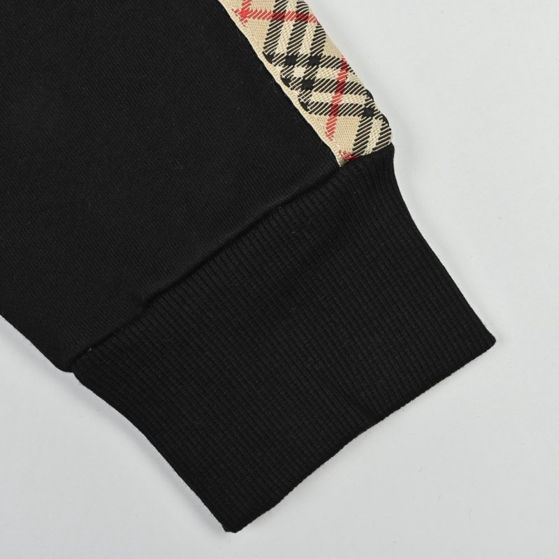 Burberry Black Hoodie Jacket with Checked Trim view