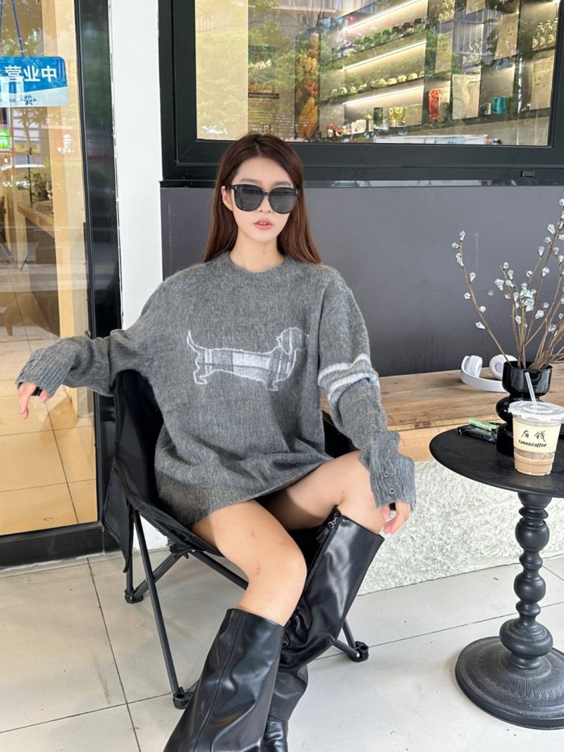 Grey Dachshund Graphic Knit Sweater view
