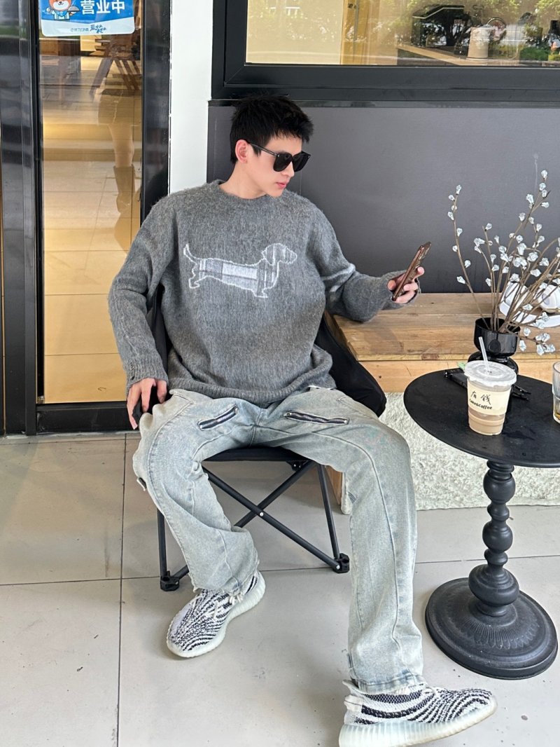 Grey Dachshund Graphic Knit Sweater view