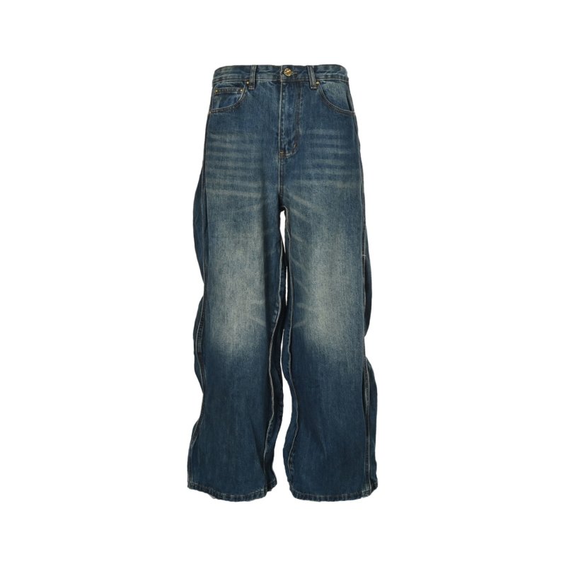 Wide-Leg Dark Wash Denim Jeans view