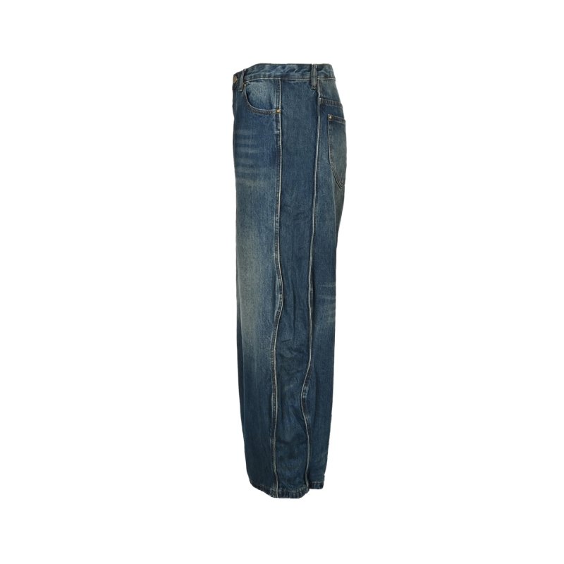 Wide-Leg Dark Wash Denim Jeans view