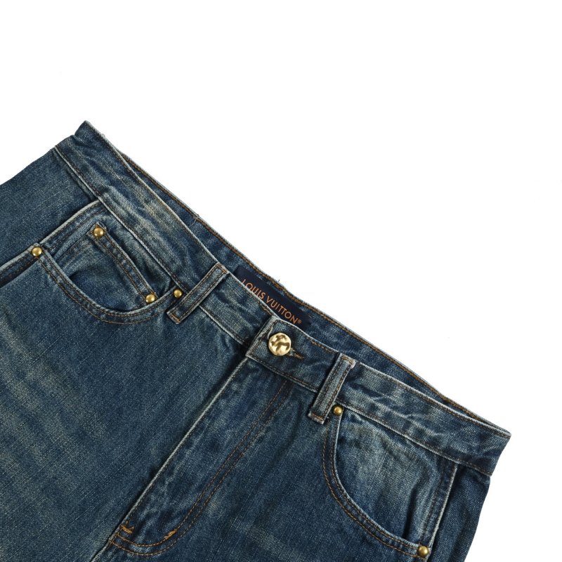 Wide-Leg Dark Wash Denim Jeans view