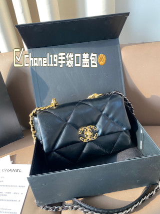 Chanel 19 Black Quilted Flap Bag Gold Hardware