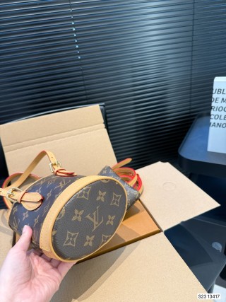 LV Monogram Canvas Bucket Bag with Adjustable Leather Strap view 8