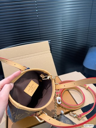 LV Monogram Canvas Bucket Bag with Adjustable Leather Strap view 9