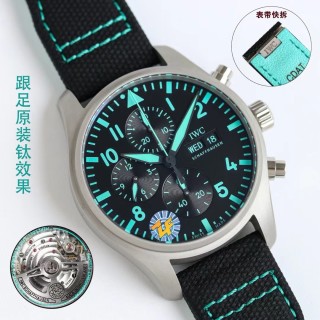 IWC Pilot Chronograph Black Dial Turquoise - 1:1 Replica view 2