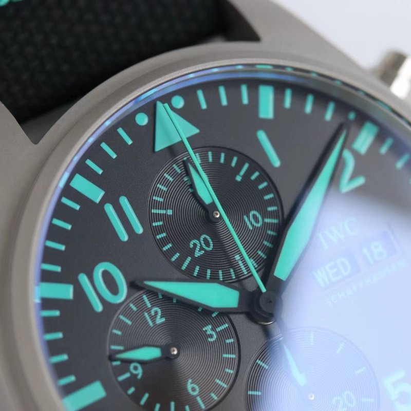 IWC Pilot Chronograph Black Dial Turquoise - 1:1 Replica view