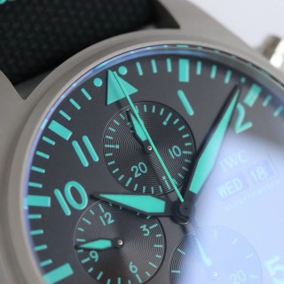 IWC Pilot Chronograph Black Dial Turquoise - 1:1 Replica view 4