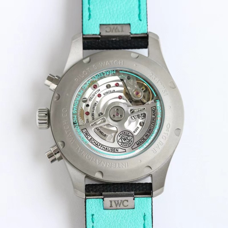 IWC Pilot Chronograph Black Dial Turquoise - 1:1 Replica view