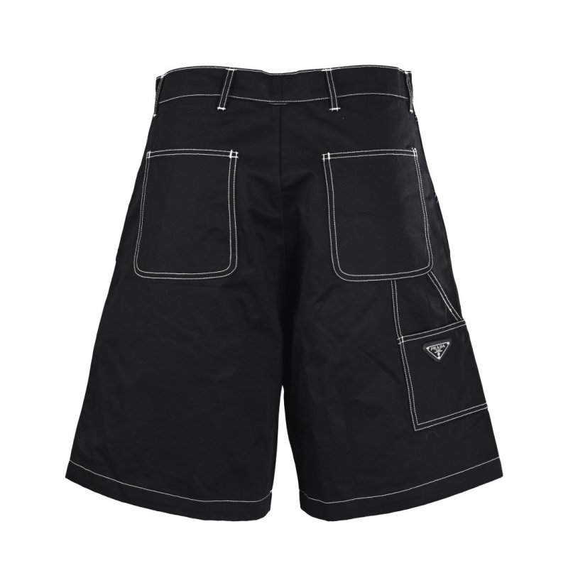 Prada Black Cargo Shorts with Contrast Stitching view