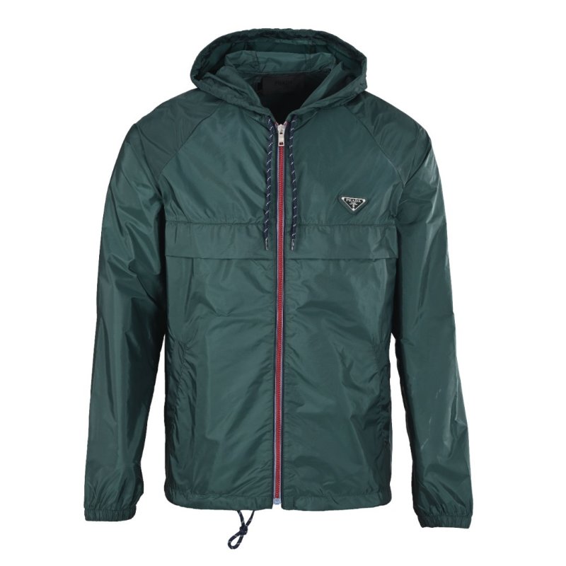 Prada Nylon Hooded Windbreaker Jacket Teal Green view