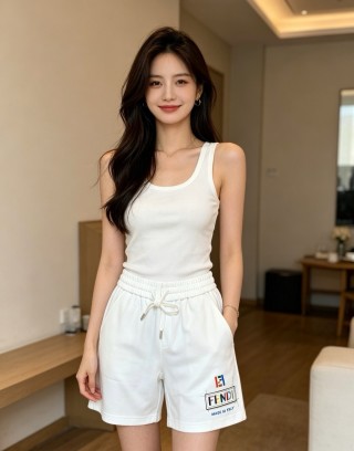 Fendi White Logo Drawstring Shorts view 5