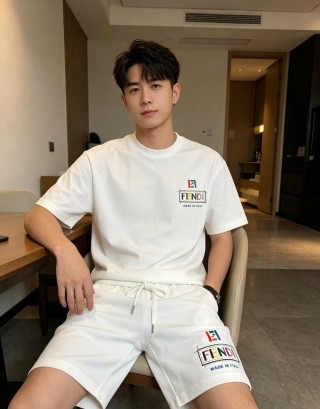 Fendi White Logo Drawstring Shorts view 6