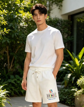 Fendi White Logo Drawstring Shorts view 7