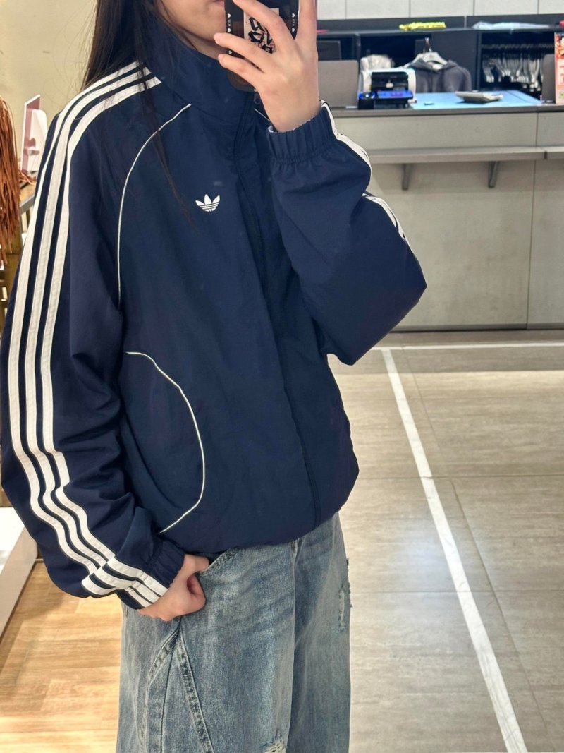 Adidas Navy Track Jacket with White Stripe Trim