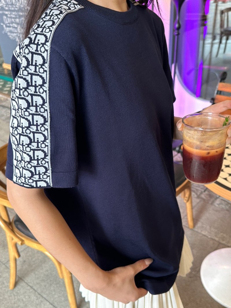 Navy Blue Monogram Sleeve T-Shirt view