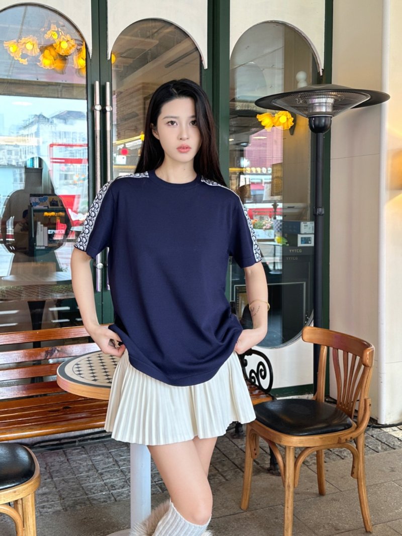 Navy Blue Monogram Sleeve T-Shirt view