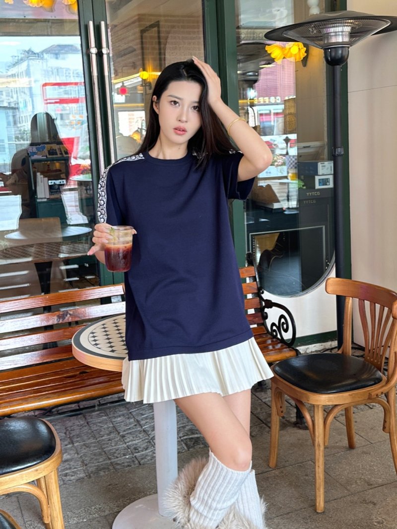 Navy Blue Monogram Sleeve T-Shirt view