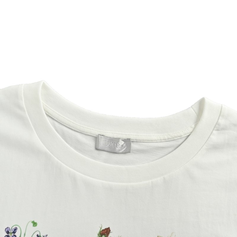 White Floral Embroidered Short Sleeve T-Shirt view