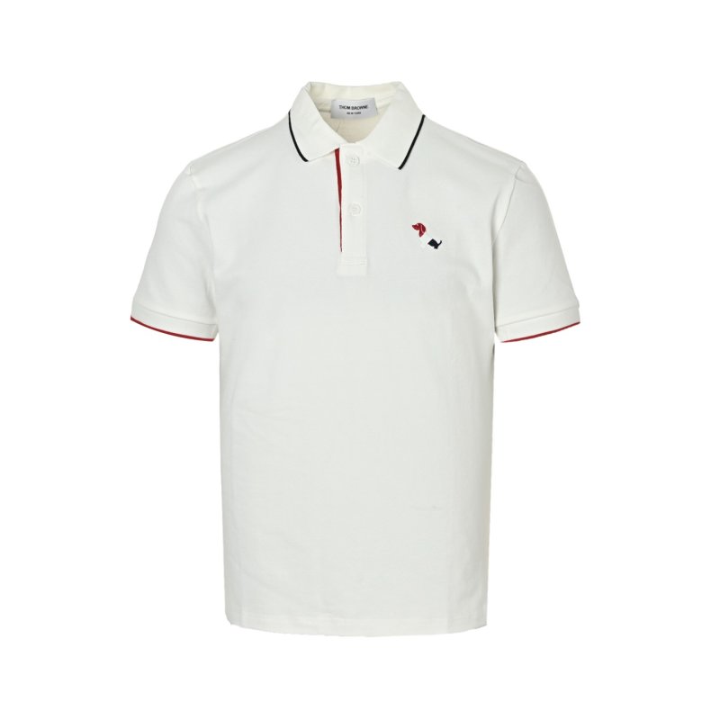 Burberry White Polo Shirt with Red & Navy Embroidery view