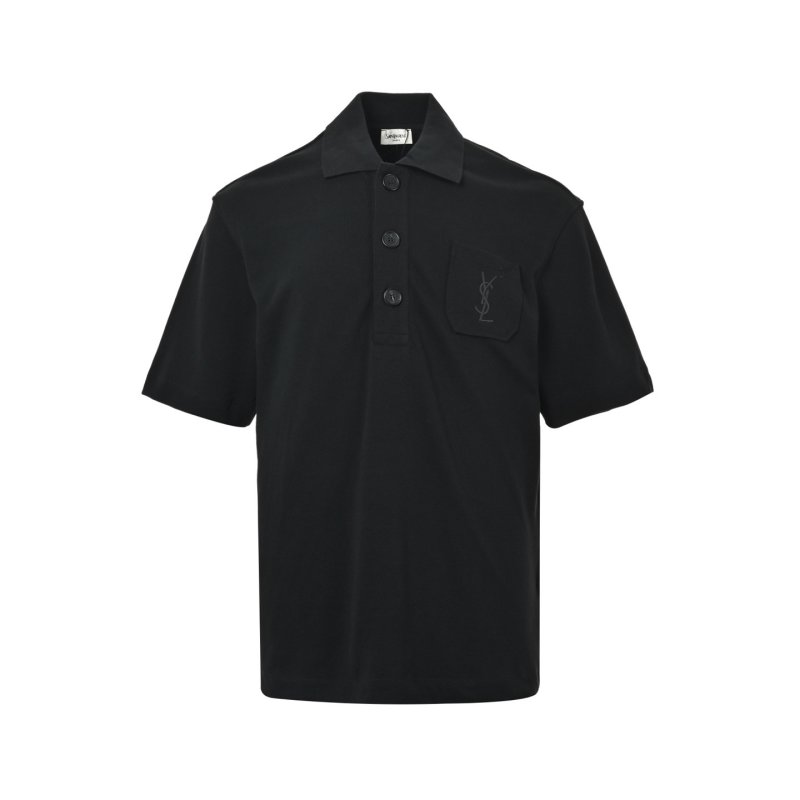 YSL Black Short-Sleeve Polo Shirt view