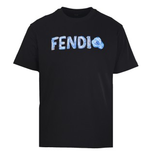 Fendi Blue Logo Black T-Shirt view 7