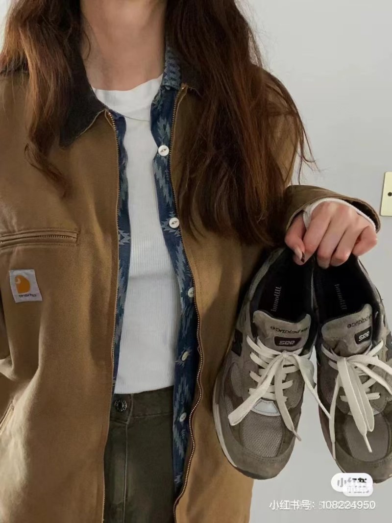 Carhartt Detroit Jacket Tan with Burgundy Collar view