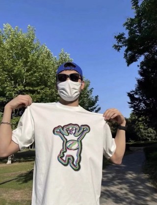White Neon Bear Graphic T-Shirt view 2
