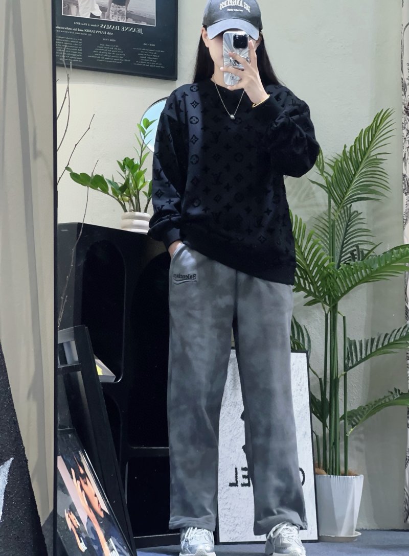 Grey Washed Straight-Leg Casual Pants