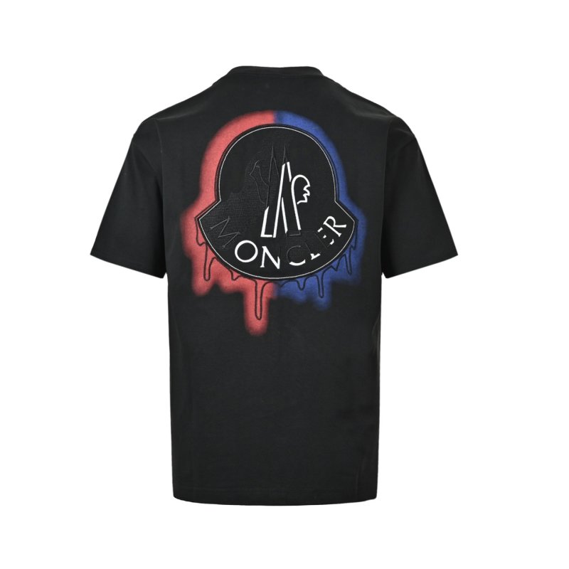 Black Crew Neck Short Sleeve T-Shirt with Red Embroidered Logo view