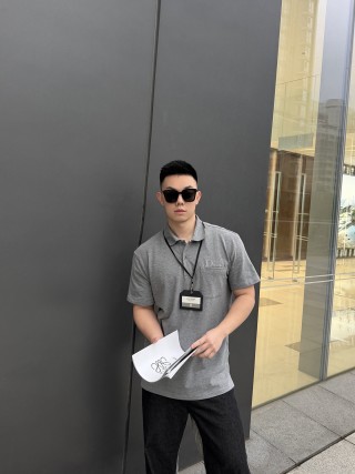 Dior Grey Short Sleeve Polo Shirt