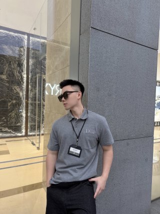 Dior Grey Short Sleeve Polo Shirt view 8