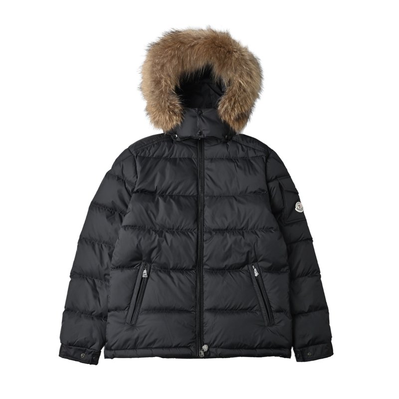 Moncler Black Puffer Down Jacket with Fur Hood view