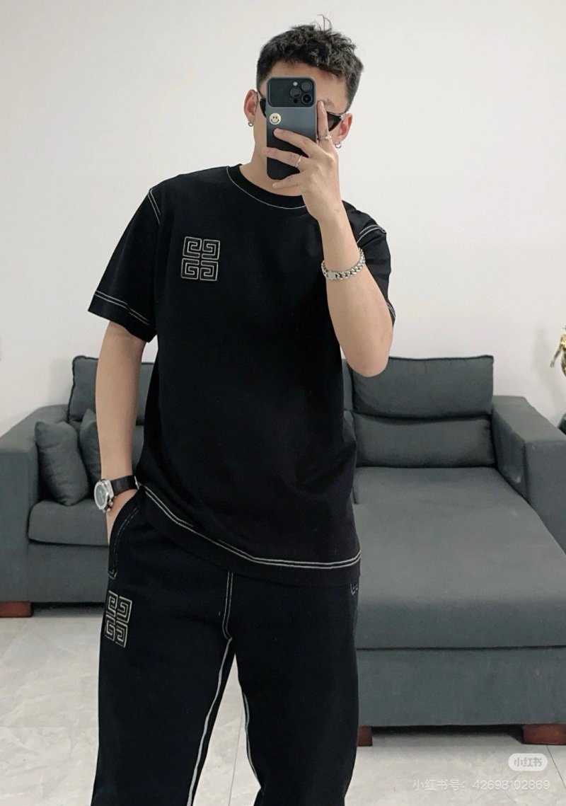 Givenchy Black 4G Embroidered Short-Sleeve T-Shirt