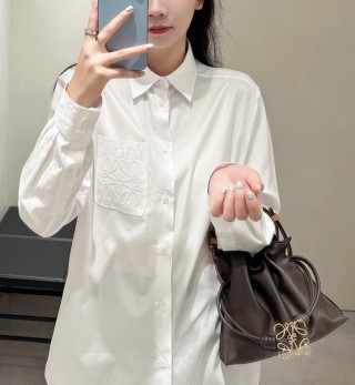 Loewe White Embroidered Logo Long Sleeve Shirt view 2