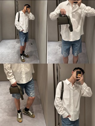 Loewe White Embroidered Logo Long Sleeve Shirt view 6