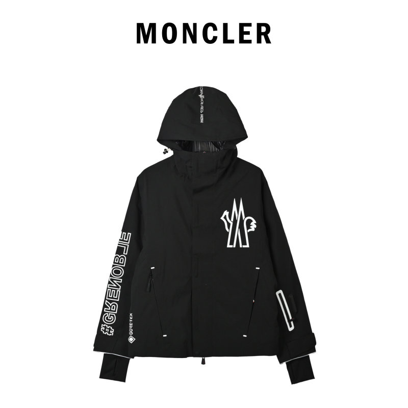 Black Oversized Down Puffer Jacket with Graphic Print view