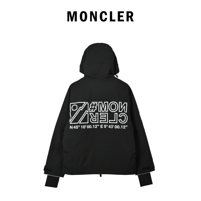 Black Oversized Down Puffer Jacket with Graphic Print view