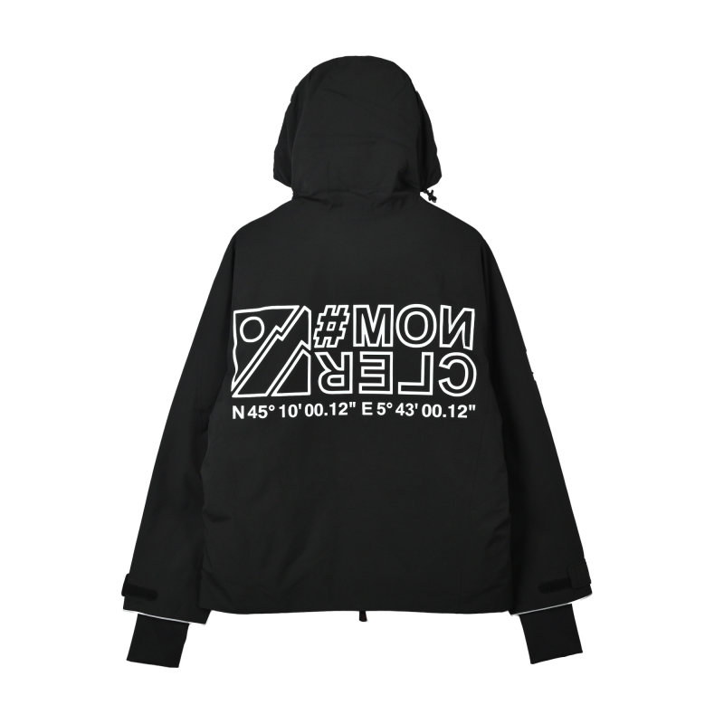Black Oversized Down Puffer Jacket with Graphic Print view