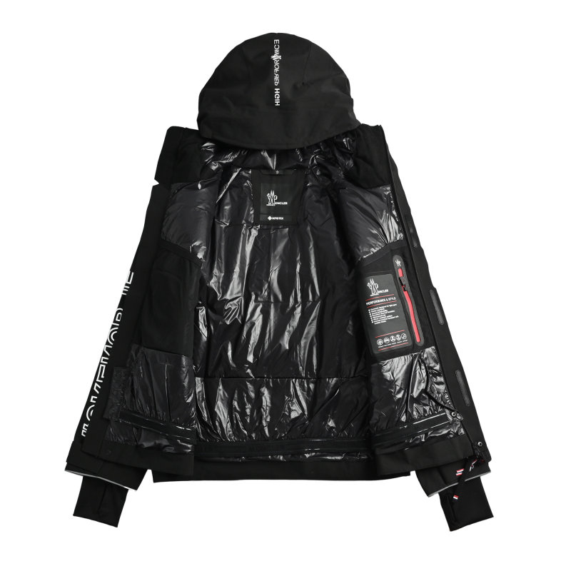 Black Oversized Down Puffer Jacket with Graphic Print view