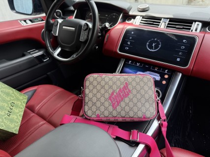 Gucci GG Monogram Crossbody Bag Beige & Pink