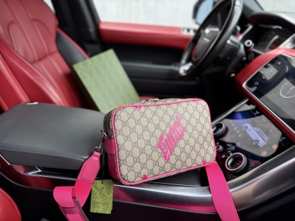 Gucci GG Monogram Crossbody Bag Beige & Pink view 3