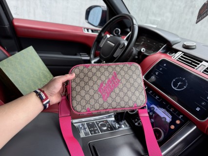 Gucci GG Monogram Crossbody Bag Beige & Pink view 4