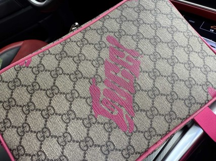 Gucci GG Monogram Crossbody Bag Beige & Pink view 5