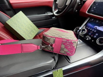 Gucci GG Monogram Crossbody Bag Beige & Pink view 7