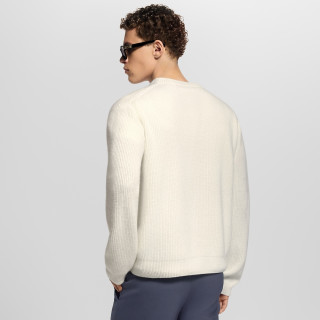 Cream Ribbed Crew Neck Sweater view 2