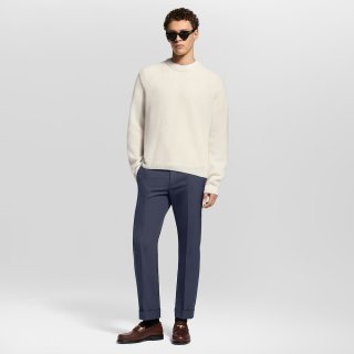 Cream Ribbed Crew Neck Sweater view 3