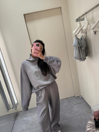Grey Turtleneck Hoodie Sweatshirt view 11