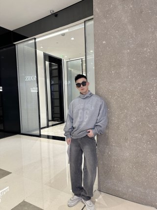Grey Turtleneck Hoodie Sweatshirt view 2
