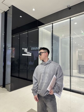 Grey Turtleneck Hoodie Sweatshirt view 3